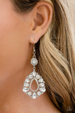 Happily Ever Exquisite - White Paparazzi Iridescent Rhinestones Earrings